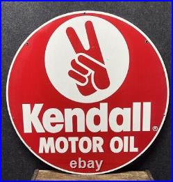 Vtg 1988 Kendall Motor Oil Advertising Sign Double Sided Metal 23.25 Gas & Oil
