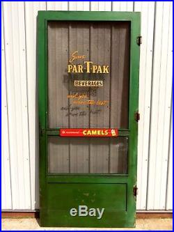 Vtg 30s-40s GENERAL STORE WOOD SCREEN DOOR Advertising PAR-T-PAK BEVERAGES SIGN