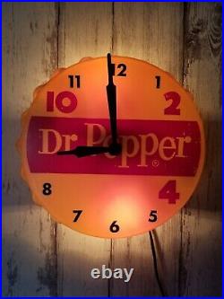 Vtg Dr Pepper 10 2 4 Bottle Cap Electric Light Clock Advertising sign 11 Works
