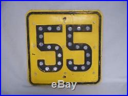 Vtg Embossed 55 Sign Reflective Marble Yellow & Black Railroad Road 13 X 13
