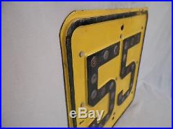 Vtg Embossed 55 Sign Reflective Marble Yellow & Black Railroad Road 13 X 13