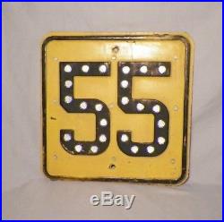 Vtg Embossed 55 Sign Reflective Marble Yellow & Black Railroad Road 13 X 13