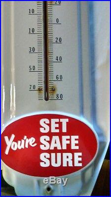 Vtg Enamel Prestone Anti-Freeze Thermometer Original Gas Oil Advertising Sign
