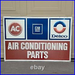 Vtg GM General Motors AC Delco Air Conditioning Parts Metal Tin Sign 36 X 24