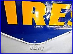 Vtg GOODYEAR TIRES Porcelain Metal Advertising Sign Single Side 5' x 32 Orig