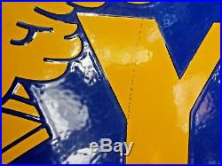 Vtg GOODYEAR TIRES Porcelain Metal Advertising Sign Single Side 5' x 32 Orig