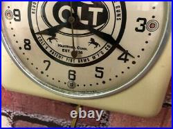 Vtg Ge Colt Gun Shop Dealer Old Advertising Rifle-pistol Display Wall Clock Sign