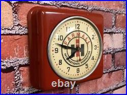 Vtg Ge Farmall Tractor Old Farm Store Advertising Oil-gas Garage Wall Clock Sign