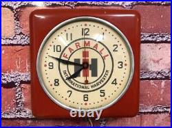 Vtg Ge Farmall Tractor Old Farm Store Advertising Oil-gas Garage Wall Clock Sign