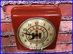 Vtg Ge Farmall Tractor Old Farm Store Advertising Oil-gas Garage Wall Clock Sign