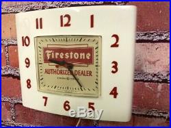 Vtg Ge Firestone Tire Dealer-old Advertising Gas Station Oil Wall Clock Sign