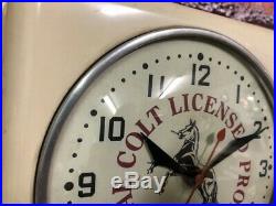 Vtg Ge Old Colt Gun Shop Dealer Product Advertising Display Wall Clock Sign Grip