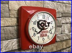 Vtg Ge Old Colt Rifle Gun Shop Dealer Advertising Display Wall Clock Sign Parts