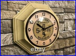 Vtg Gilbert Planters Peanuts Old Bar-pub Advertising Display Wall-oil Clock Sign