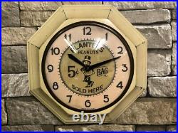 Vtg Gilbert Planters Peanuts Old Bar-pub Advertising Display Wall-oil Clock Sign