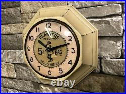 Vtg Gilbert Planters Peanuts Old Bar-pub Advertising Display Wall-oil Clock Sign