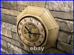 Vtg Gilbert Planters Peanuts Old Bar-pub Advertising Display Wall-oil Clock Sign