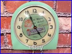 Vtg Green Deco Telechron Wrigley Gum-old Store Advertising Diner Wall Clock Sign