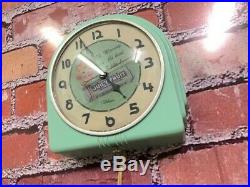 Vtg Green Deco Telechron Wrigley Gum-old Store Advertising Diner Wall Clock Sign