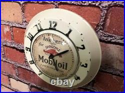 Vtg Ingraham Mobil Oil-gargoyle Old Gas Station Advertising Wall Clock Sign Gulf