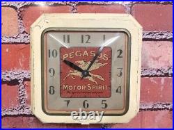 Vtg Ingraham Mobil Oil-pegasus Old Gas Station Advertising Wall Clock Sign-shell
