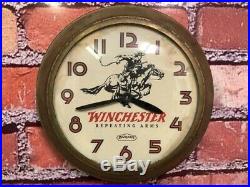 Vtg Ingraham Winchester Dealer Gun Shop Advertising Rifle Part Wall Clock Sign