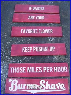 Vtg Look Burma Shave Reproduction Wood Sign HP 6 Pcs Any Slogan Small Set