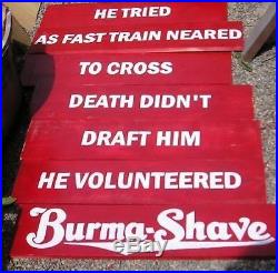 Vtg Look Burma Shave Reproduction Wood Sign HP 6 Pcs Any Slogan You Choose