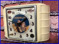Vtg Michelin Motorcycle Tires-old Service-gas Station Oil Garage Wall Clock Sign