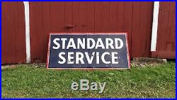 Vtg Original 8'x4' STANDARD SERVICE Porcelain Advertising Sign Gas Oil Station