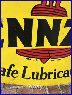 Vtg Pennzoil Sound your Z 1960s double-sided metal sign Gas Oil Station