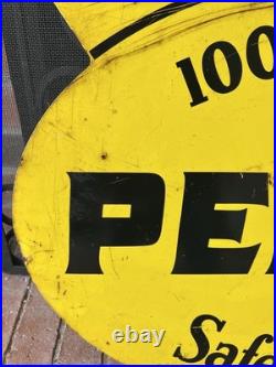 Vtg Pennzoil Sound your Z 1960s double-sided metal sign Gas Oil Station