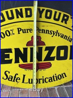 Vtg Pennzoil Sound your Z 1960s double-sided metal sign Gas Oil Station