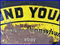 Vtg Pennzoil Sound your Z 1960s double-sided metal sign Gas Oil Station