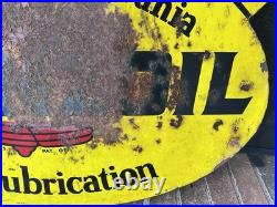 Vtg Pennzoil Sound your Z 1960s double-sided metal sign Gas Oil Station