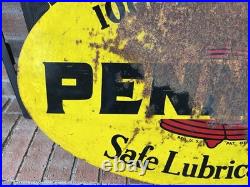 Vtg Pennzoil Sound your Z 1960s double-sided metal sign Gas Oil Station