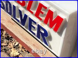 Vtg Problem Solver Lighted Flashing Counter Top Metal Sign Works Display