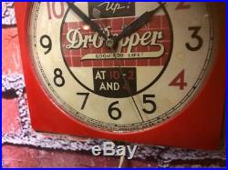 Vtg Red Chrome Deco Telechron Dr. Pepper Soda Advertising Diner-wall-clock Sign