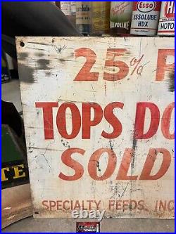 Vtg TOPS DOG FOOD Feed Store Sign