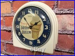 Vtg Telechron Dairy Queen Advertising Ice Cream Soda Diner Wall Pub Clock Sign