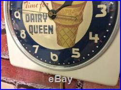 Vtg Telechron Dairy Queen Advertising Ice Cream Soda Diner Wall Pub Clock Sign