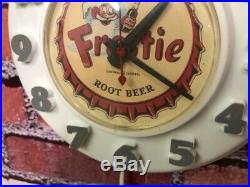Vtg Telechron-ge Frostie Root Beer Soda Store Advertising-diner Wall Clock Sign