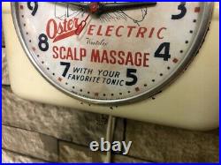 Vtg Westclox Oster Massage-old Barber Shop Advertising Wall Clock Sign Pole
