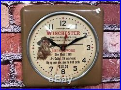 Vtg Winchester Gun Shop Dealer Advertising Pistol-rifle Parts Wall Clock Sign