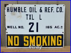 Vtg original Porcelain Humble oil no smoking lease sign 18 x 24 oil and gas