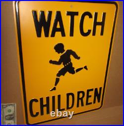 WATCH CHILDREN OLD VINTAGE ORIGINAL -USA HIGHWAY -Big 6lb Sign SCHOOL PARK