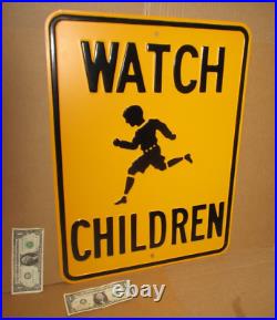 WATCH CHILDREN OLD VINTAGE ORIGINAL -USA HIGHWAY -Big 6lb Sign SCHOOL PARK