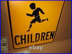 WATCH CHILDREN OLD VINTAGE ORIGINAL -USA HIGHWAY -Big 6lb Sign SCHOOL PARK