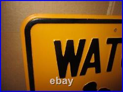 WATCH CHILDREN OLD VINTAGE ORIGINAL -USA HIGHWAY -Big 6lb Sign SCHOOL PARK