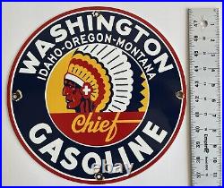 Washington Gasoline Vintage Porcelain Metal pump Sign 11.75